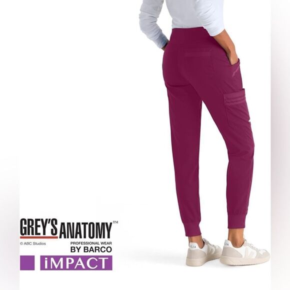 BARCO Grey's Anatomy Impact GIP554 Women's Lively Scrub Pant Wine XSP size XLT - Picture 2 of 10